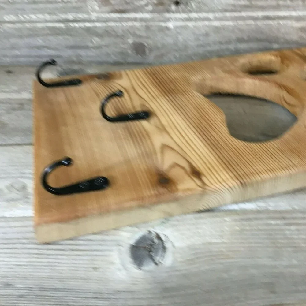 Dog Paw Key and Dog Leash Holder Made with Real Wood 3 Hooks